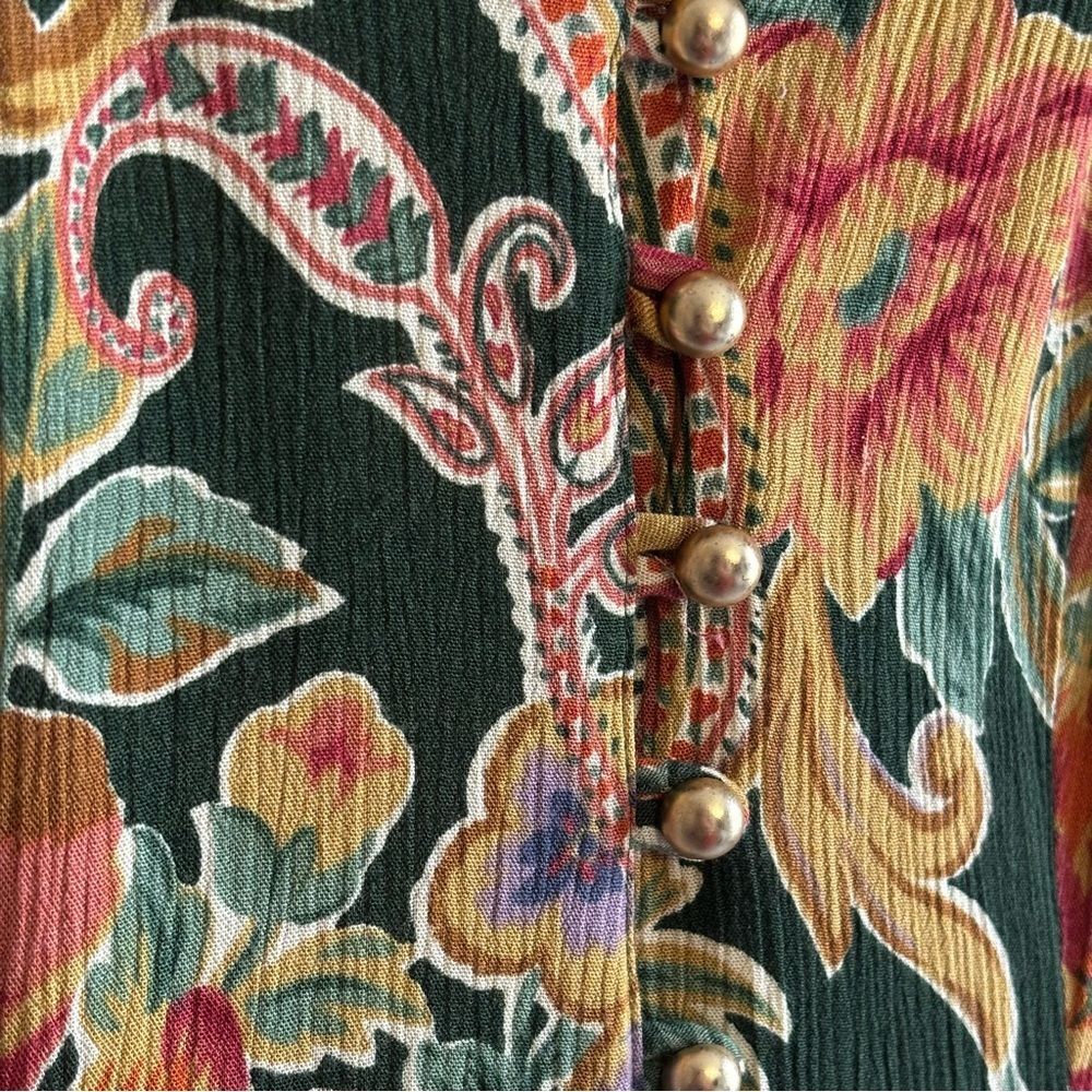 Vintage Caroline Wells 90s Button Down Floral Prairie Rayon Dress Sz 6 - Picture 3 of 5